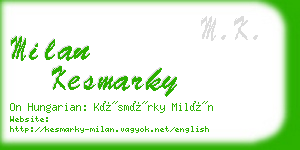 milan kesmarky business card